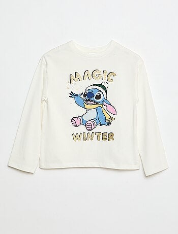 T-shirt van katoenen jersey met kerstprint 'Disney' 'Figaro'