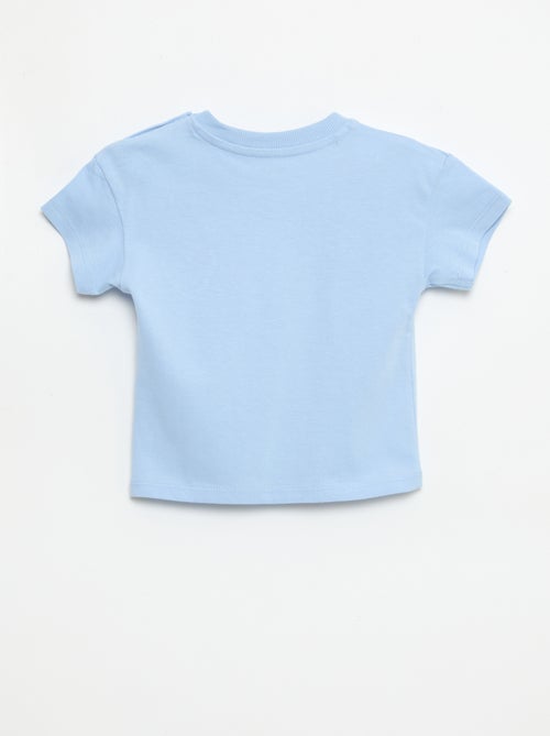 T-shirt van katoenjersey met korte mouwen en borstpatch - Kiabi
