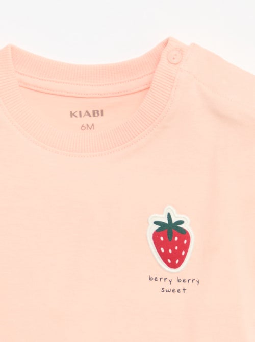 T-shirt van katoenjersey met korte mouwen en borstpatch - Kiabi