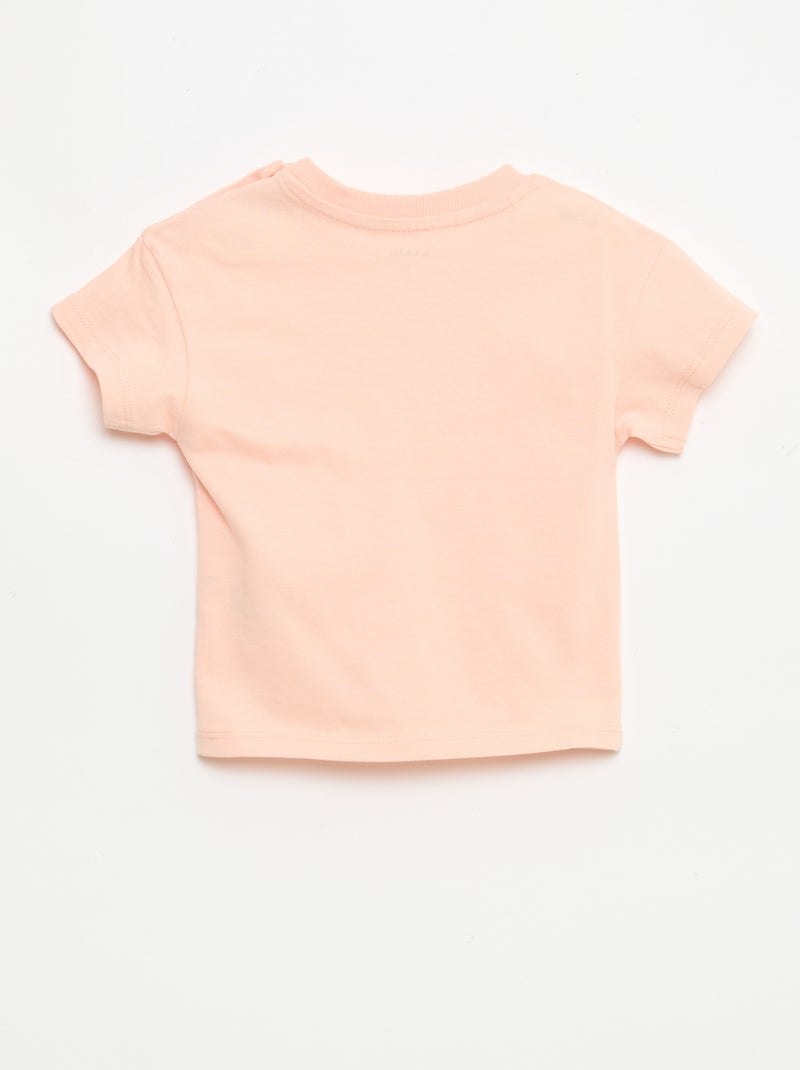 T-shirt van katoenjersey met korte mouwen en borstpatch Rose - Kiabi