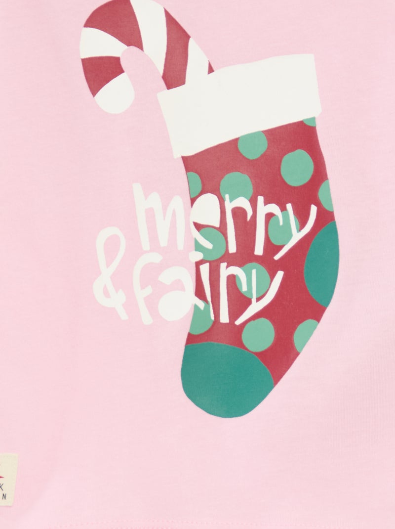 T-shirt van katoenjersey met lange mouwen Rose - Kiabi