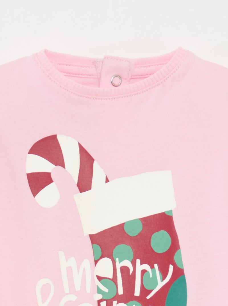 T-shirt van katoenjersey met lange mouwen Rose - Kiabi