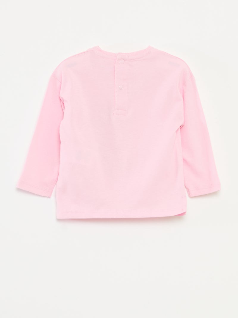 T-shirt van katoenjersey met lange mouwen Rose - Kiabi