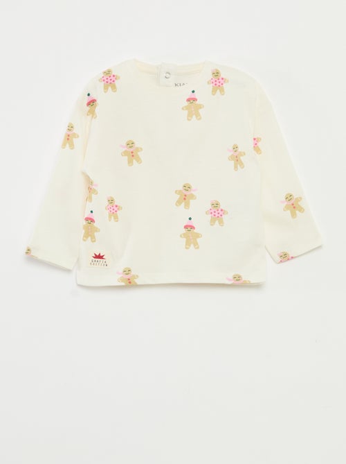 T-shirt van katoenjersey met lange mouwen - Kiabi