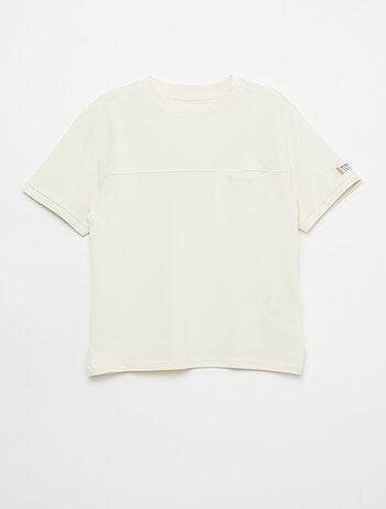 T-shirt van katoenpiqué met korte mouwen