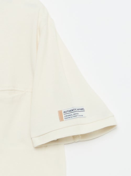 T-shirt van katoenpiqué met korte mouwen - Kiabi