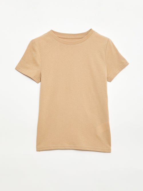 T-shirt van katoenpiqué met korte mouwen - Kiabi