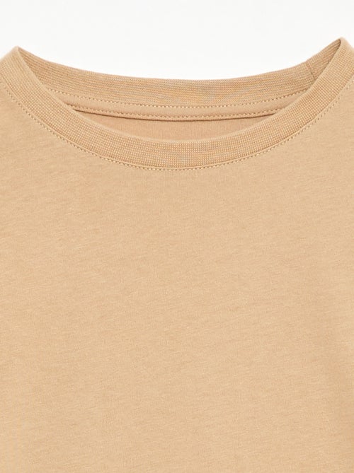 T-shirt van katoenpiqué met korte mouwen - Kiabi