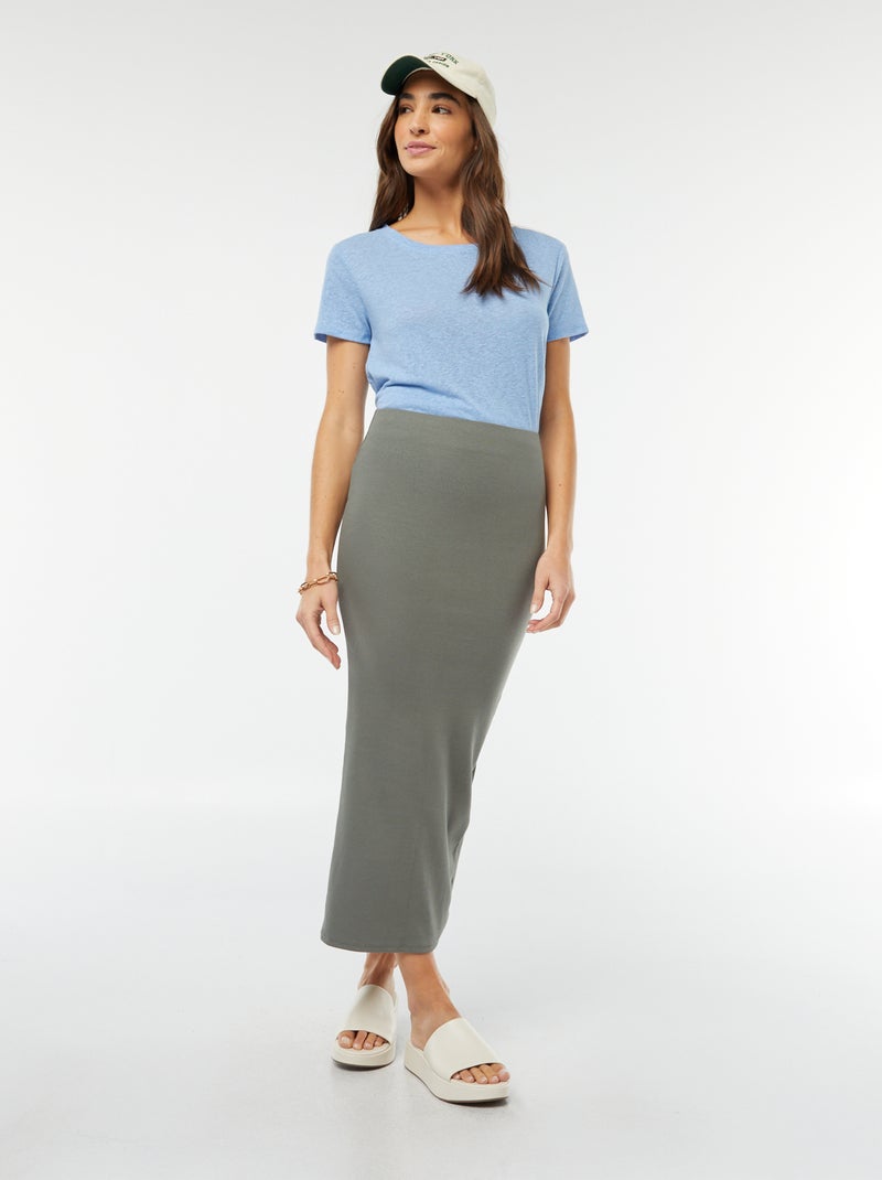 T-shirt van linnenmix BLAUW - Kiabi