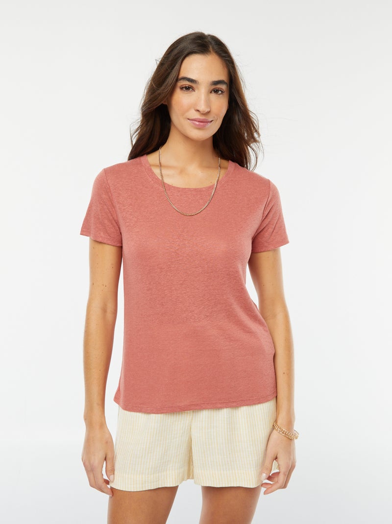 T-shirt van linnenmix ROSE - Kiabi