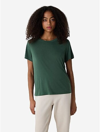 T-shirt van modal met ronde hals en regular fit penti