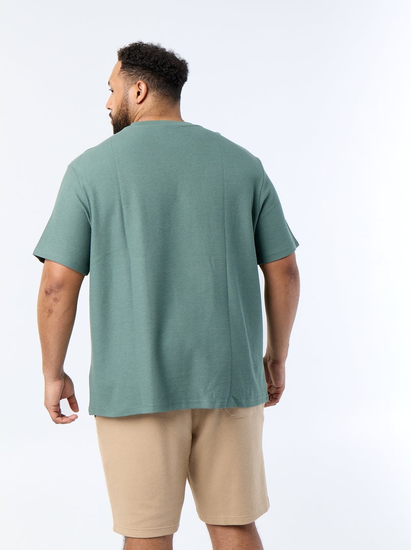 T-shirt van piquéstof met korte mouwen Groen - Kiabi