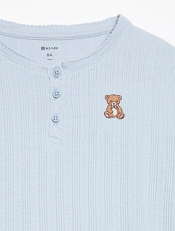 T-shirt van pointelle-breisel met lange mouwen