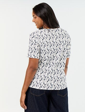 T-shirt van pointelle-breisel met motief