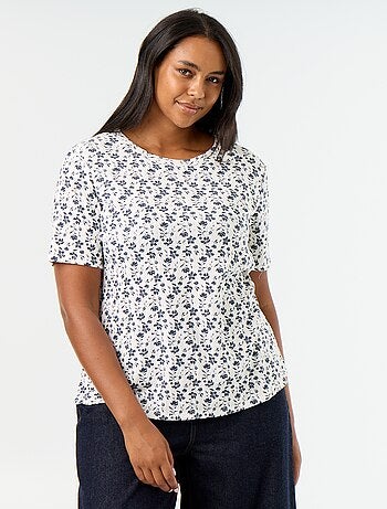 T-shirt van pointelle-breisel met motief