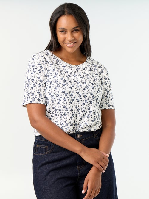 T-shirt van pointelle-breisel met motief - Kiabi