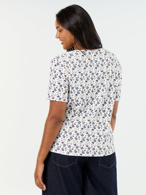 T-shirt van pointelle-breisel met motief - Kiabi