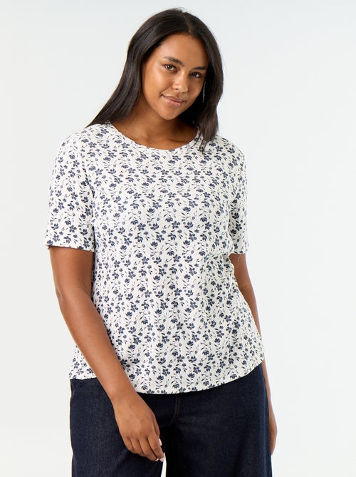 T-shirt van pointelle-breisel met motief - Kiabi