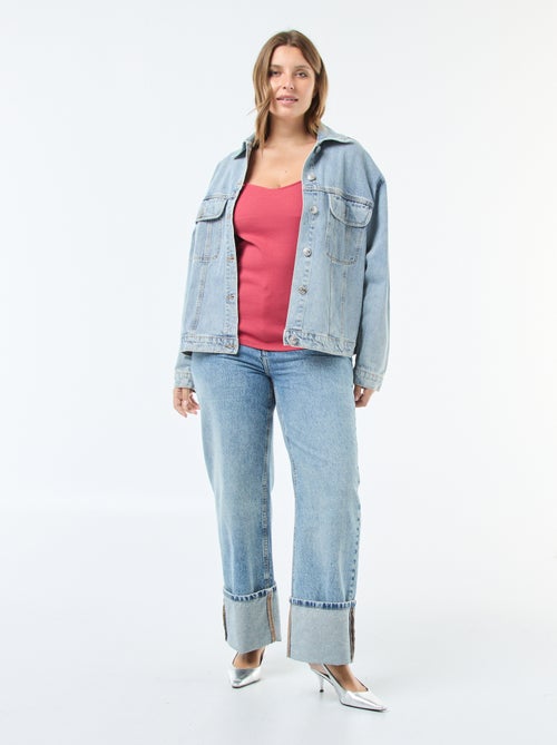 T-shirt van ribstof met grote halsopening - Kiabi