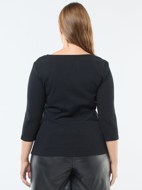 T-shirt van ribstof met grote halsopening - Kiabi