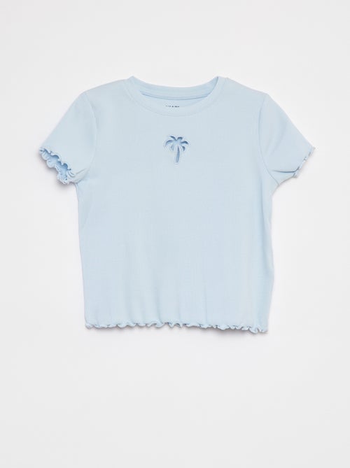 T-shirt van ribstof met hartje - Kiabi