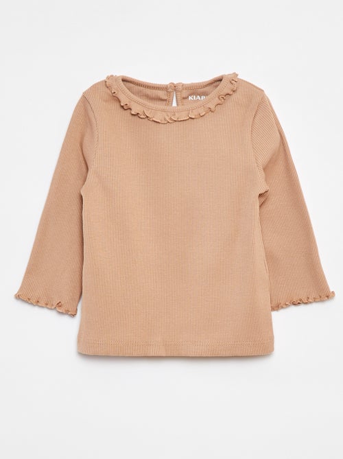 T-shirt van ribstof met lange mouw - Kiabi