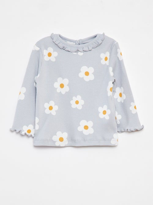 T-shirt van ribstof met lange mouw - Kiabi