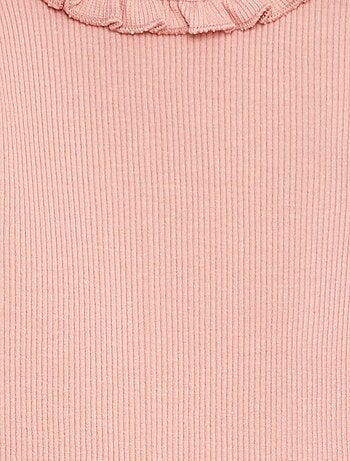 T-shirt van ribstof met lange mouw