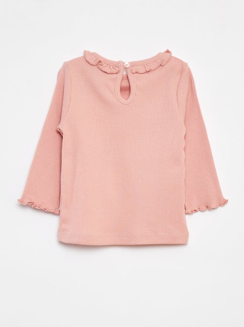 T-shirt van ribstof met lange mouw - Kiabi