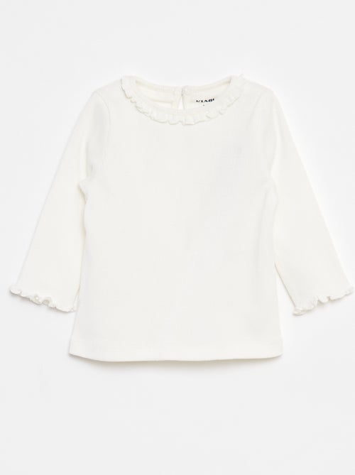 T-shirt van ribstof met lange mouw - Kiabi