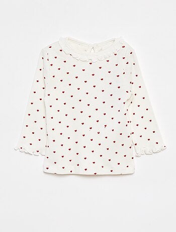 T-shirt van ribstof met lange mouw