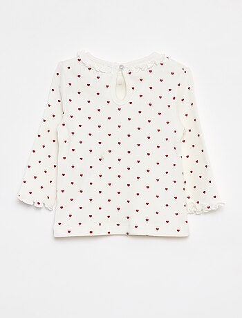 T-shirt van ribstof met lange mouw