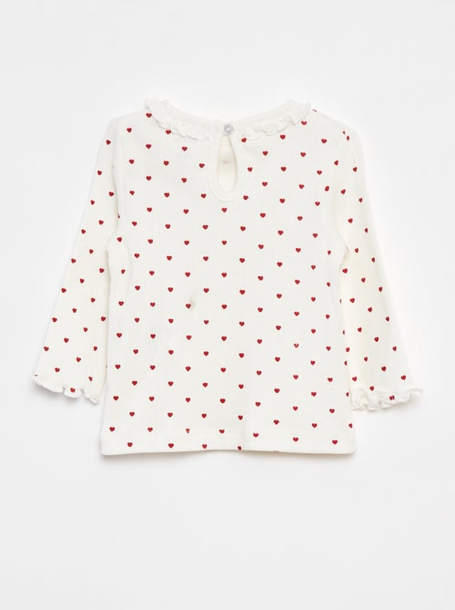 T-shirt van ribstof met lange mouw - Kiabi