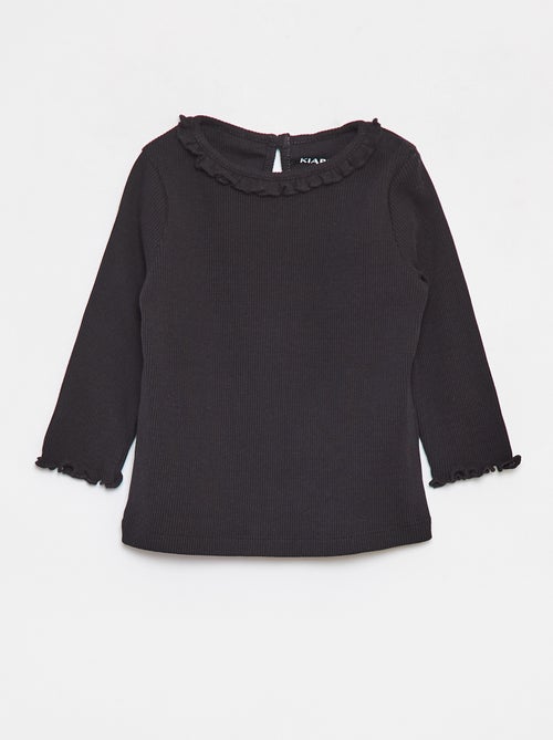 T-shirt van ribstof met lange mouw - Kiabi