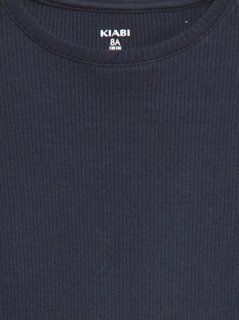 T-shirt van ribtricot Blauw - Kiabi