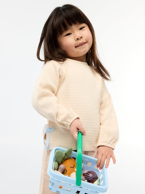 T-shirt van ribtricot met decoratieve knoopjes - Kiabi