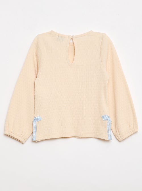 T-shirt van ribtricot met decoratieve knoopjes - Kiabi