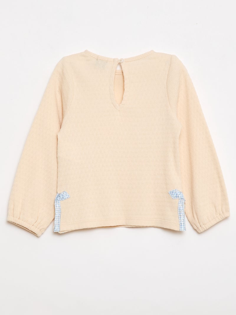 T-shirt van ribtricot met decoratieve knoopjes Wit - Kiabi
