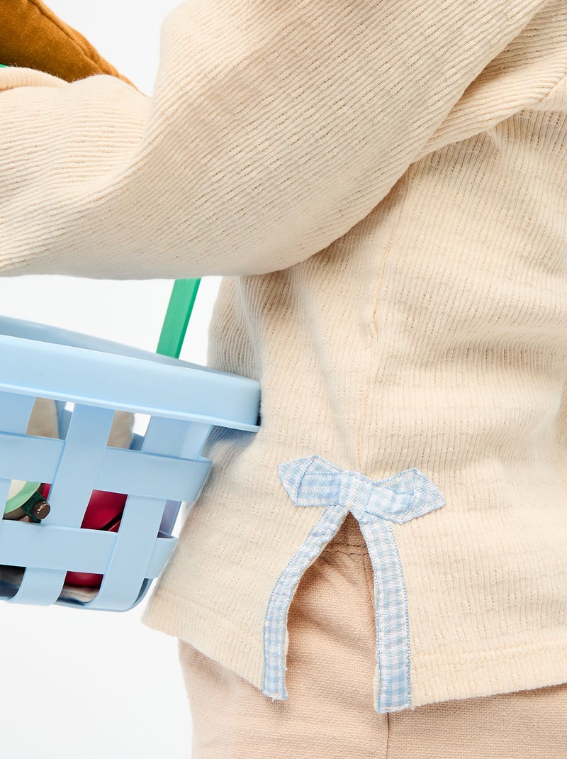 T-shirt van ribtricot met decoratieve knoopjes Wit - Kiabi