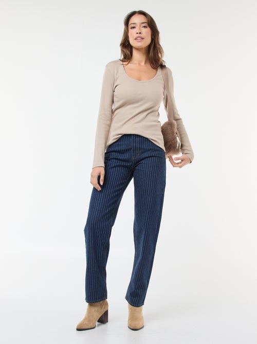 T-shirt van ribtricot met lange mouw - Kiabi T-shirt van ribtricot met lange mouw - Kiabi