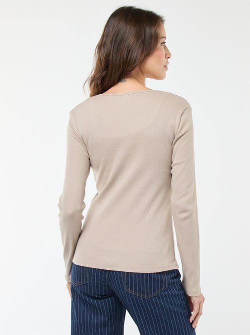 T-shirt van ribtricot met lange mouw - Kiabi T-shirt van ribtricot met lange mouw - Kiabi