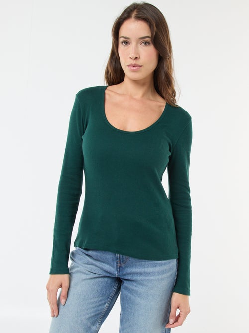 T-shirt van ribtricot met lange mouw - Kiabi T-shirt van ribtricot met lange mouw - Kiabi