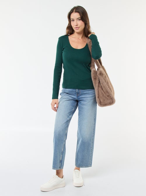 T-shirt van ribtricot met lange mouw - Kiabi T-shirt van ribtricot met lange mouw - Kiabi