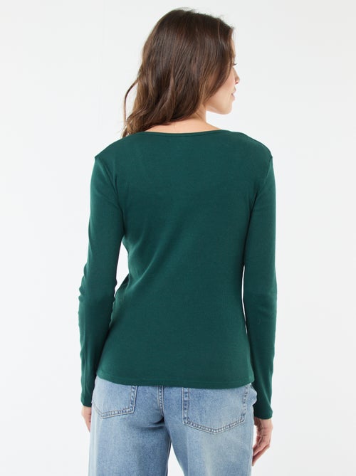 T-shirt van ribtricot met lange mouw - Kiabi T-shirt van ribtricot met lange mouw - Kiabi