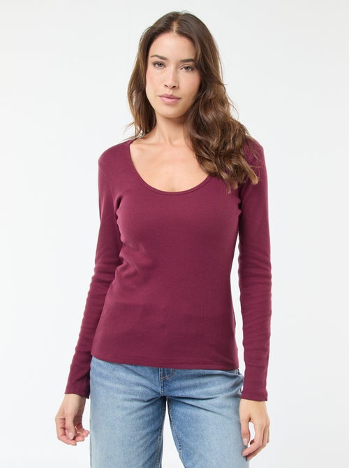 T-shirt van ribtricot met lange mouw - Kiabi T-shirt van ribtricot met lange mouw - Kiabi