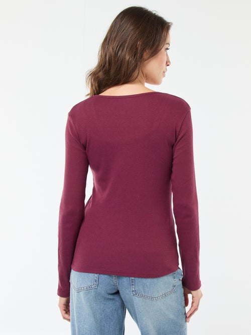 T-shirt van ribtricot met lange mouw - Kiabi T-shirt van ribtricot met lange mouw - Kiabi