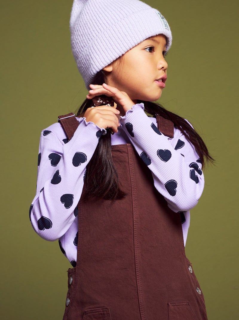 T-shirt van ribtricot met print PAARS - Kiabi