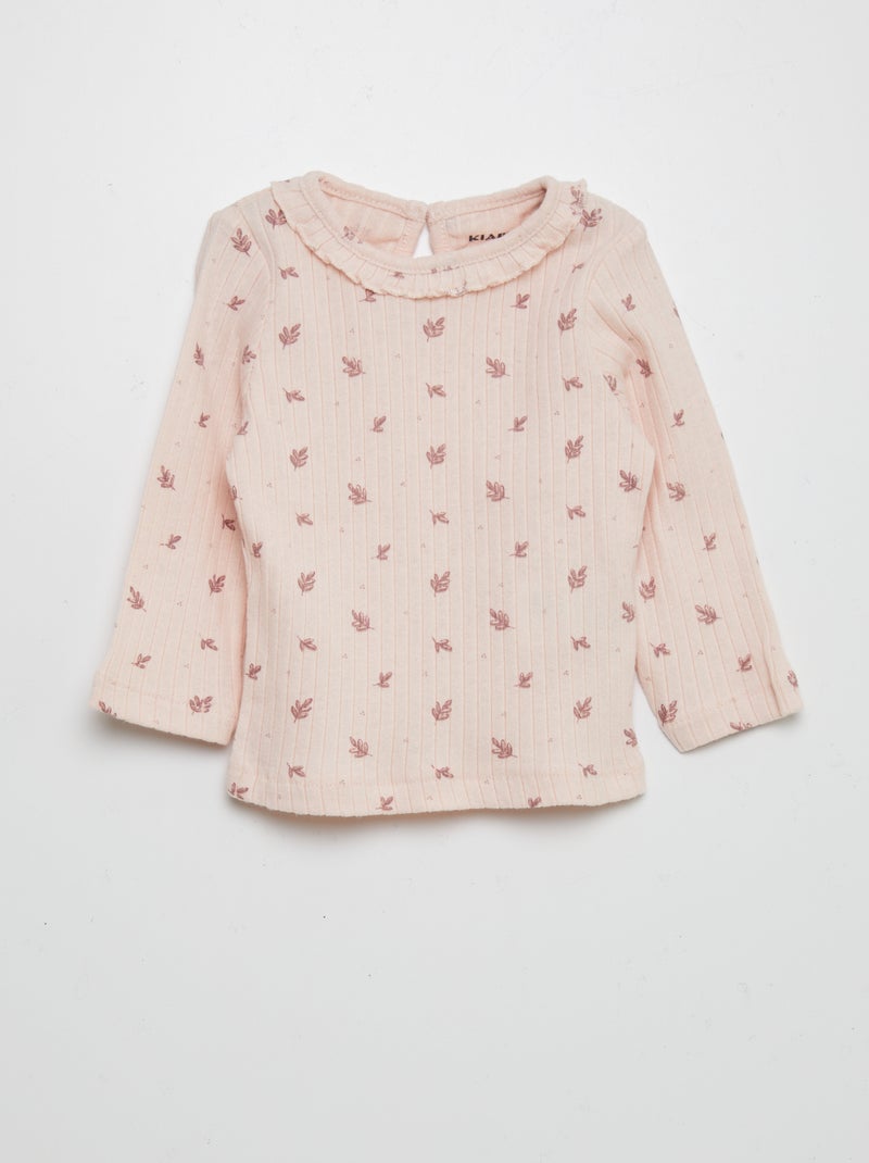 T-shirt van ribtricot met print ROSE - Kiabi