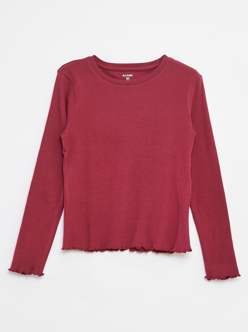 T-shirt van ribtricot rood - Kiabi