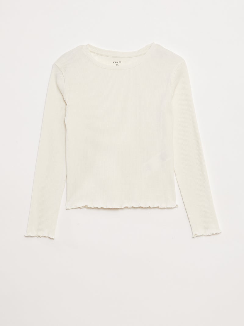 T-shirt van ribtricot Wit - Kiabi